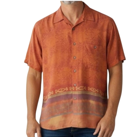 The Territory Ahead Vintage Men's Tribal Print Button-down Shirt Orange Medium - Picture 2 of 7
